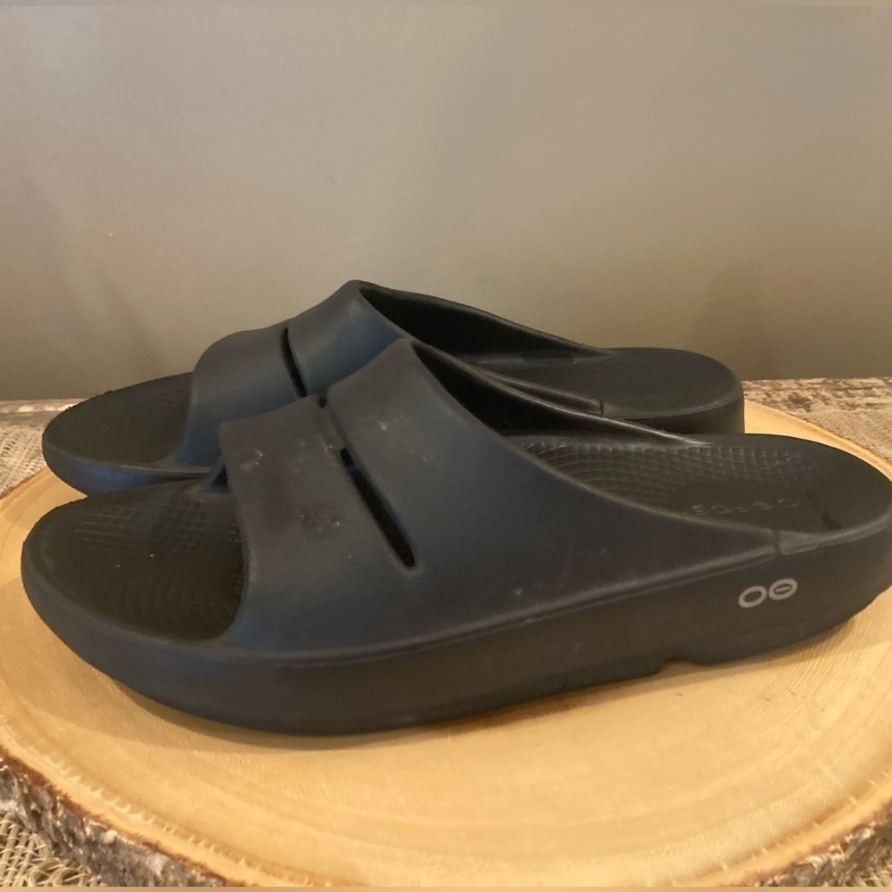 Oofos OOahh Sport Slide Mens Sz 6 Womens 8 Black Oofoam Arch Support Sandals